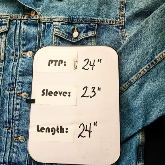 Denim Trucker Utility Jacket Relaxed Fit Medium Wash Lagenlook XL - Picture 9 of 9